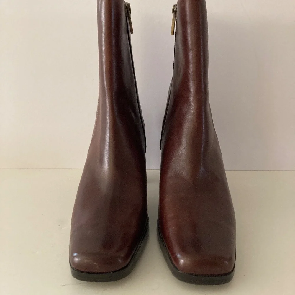 Anne Klein Brown Leather Ankle Boots/3